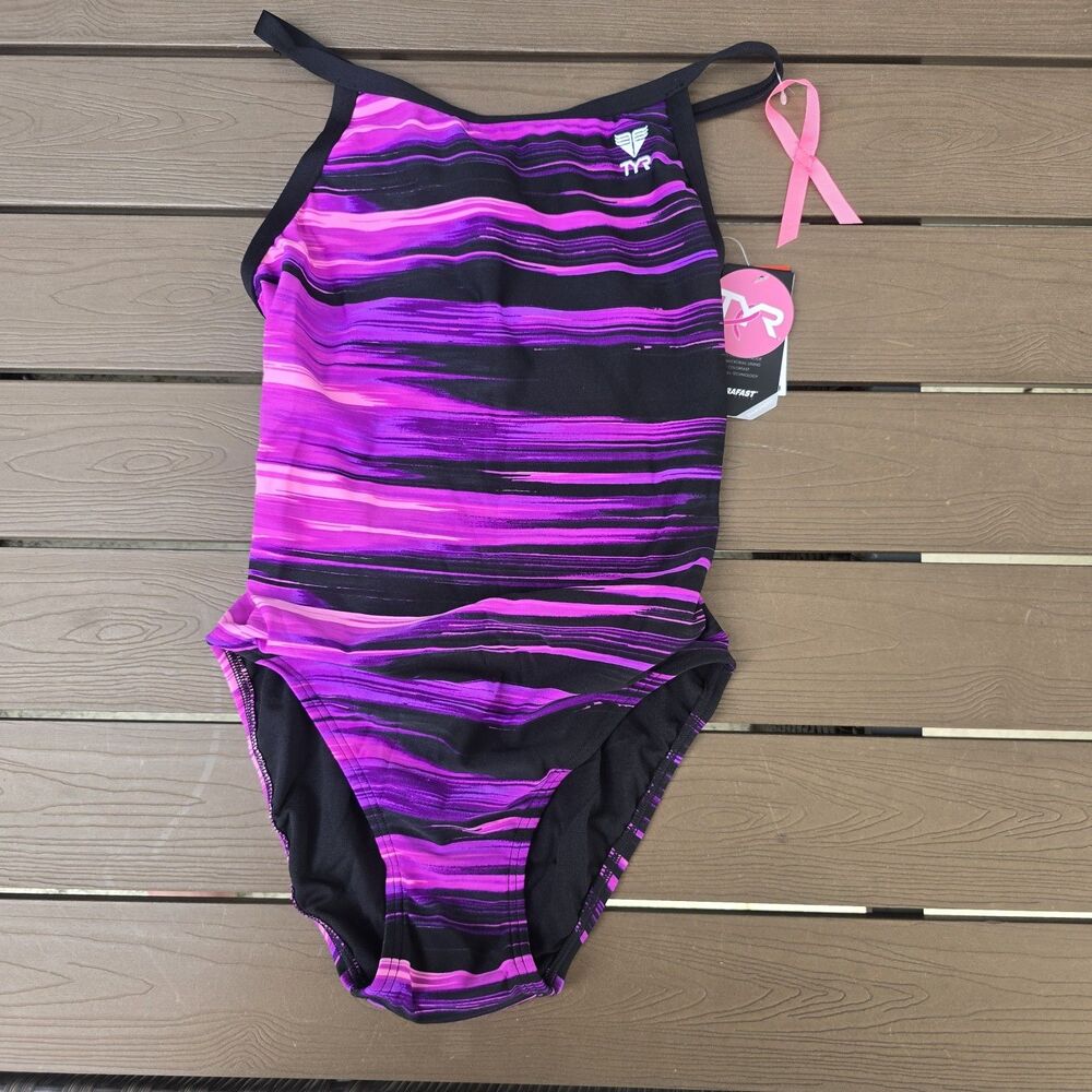 TYR Women's Durafast Elite Lumen Purple/black Diamondfit 1 Piece Swim SZ 34 NEW